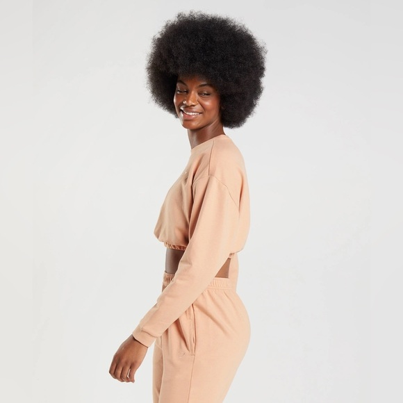 Gymshark Sweater Women's Size XL Orange Peach Cropped Whitney Simmons Collection - Picture 5 of 13